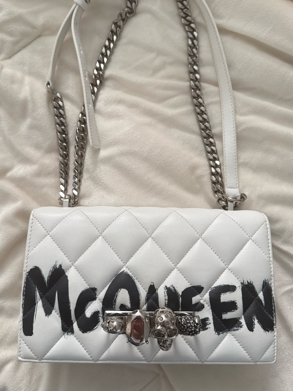 Alexander McQueen Graffiti Quilted Leather Four-Ring Shoulder Bag